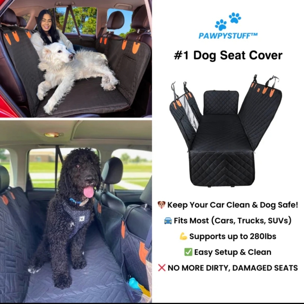 NEW! Dog Seat Cover PAWPY STUFF Cozy Ride